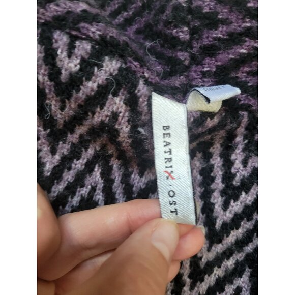 Beatrix Mohair Long Sleeve Diamond Pattern Purple Cardigan Size M Office Wear - Picture 5 of 9